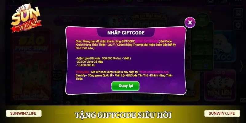 Tặng Giftcode siêu hời